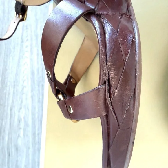 Michael Kors Brown Leather Braided Wedge Sandals for spring - Picture 5 of 5